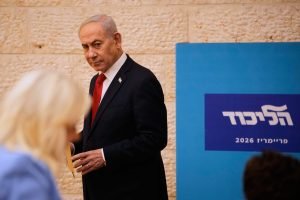 O primeiro-ministro de Israel, Benjamin Netanyahu, durante as eleições primárias do partido Likud em Jerusalém