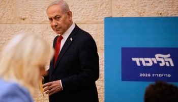 O primeiro-ministro de Israel, Benjamin Netanyahu, durante as eleições primárias do partido Likud em Jerusalém